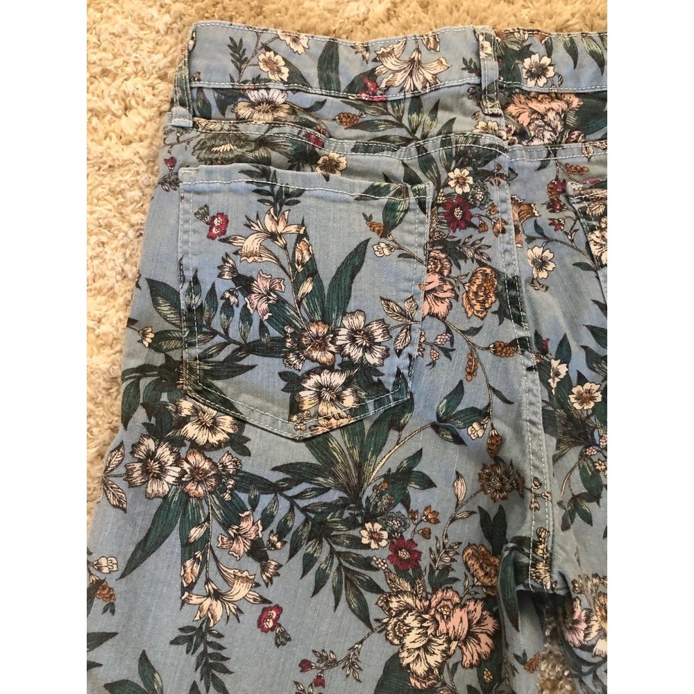 Code Bleu Size 12 Petite Blue Tropical Print Classic Capri - Picture 12 of 12